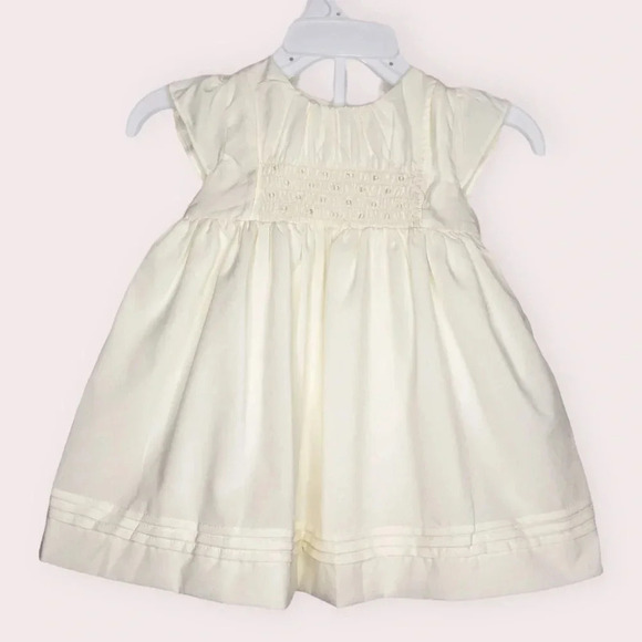 NWT Edgehill Collection dress ivory smocked charmeuse size 3 months - Picture 1 of 13